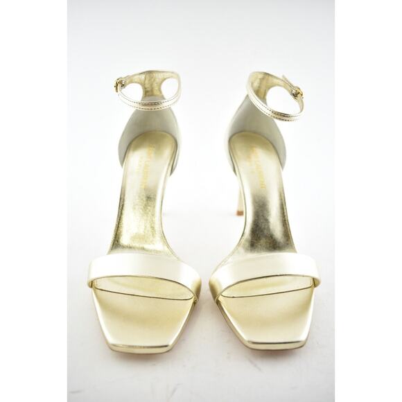 Saint Laurent Amber 85 Platino Gold Leather Ankle Strap Sandal Pump Heel 36.5 - Picture 5 of 11